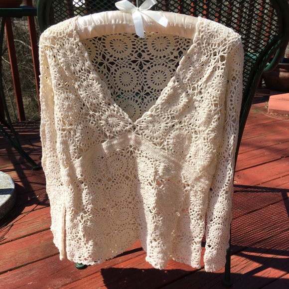 Handmade Sweaters - Beautiful Cream Crochet Sweater